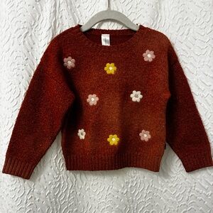 Charming Floral Knit Sweater in Rich Brown 3t